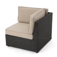 thumbnail image 5 of Keyston Outdoor 8 Piece Wicker Sofa Set with Cushions (6 Piece Sectional with Loveseat), Dark Brown, Beige, 5 of 9
