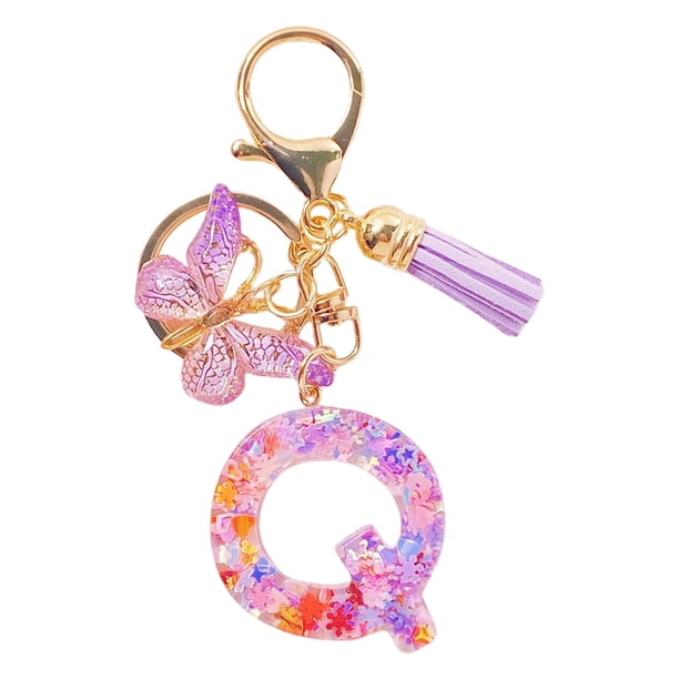 Carteras para las Mujeres Llavero de la Carta Inicial, Borla de las Señoras, Llavero de Coche Lindo Púrpura, Cartera, Mochila Mochila para las Mujeres