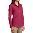thumbnail image 4 of Womens Long Sleeve Carefree Poplin Uniforms Dress Cotton/Polyester Shirt Pink Azalea X-Small, 4 of 5