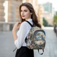 thumbnail image 6 of JIALIOU Mini Backpack Purse for Women Quilted Casual Daypack Small Travel Shoulder Bag, Wildflowers and Trees Surrounded Full Moon, 6 of 7