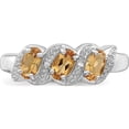 thumbnail image 5 of Sterling Silver Rhodium 3 Stone Citrine & Diamond Ring (Size 6) Made In India qdx730-6, 5 of 5