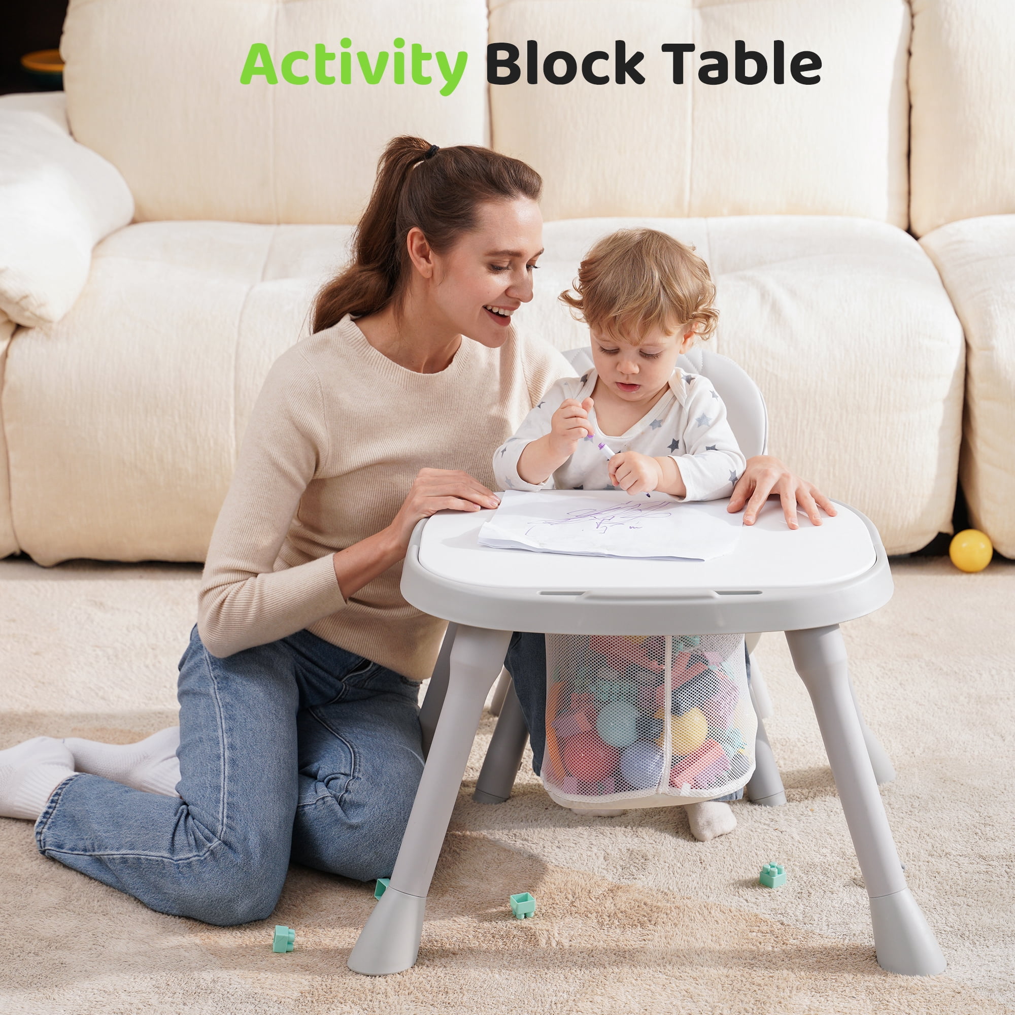 Babyeap 8-in-1 Baby High Chair, Feeding Chair, Table & Chair Set, Convertible Design for Babies & Toddlers,Gray