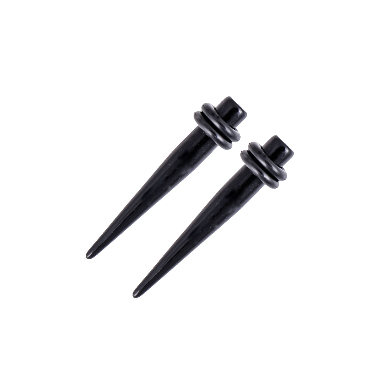 00G 10mm Black White Ear Expanders Stretchers Tapers 1 Pair 