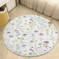 thumbnail image 4 of Floral Colorful Flower Soft Bedroom Round Area Rug, Washable Cute Nursery Circle Throw Mat, Non-Slip Contemporary Small Low Pile Floor Carpet for Dorm Bedside, 4 of 6