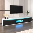 thumbnail image 2 of Homy Casa High-Gloss TV Stand with LED Lighting, White & Black, 2 of 12