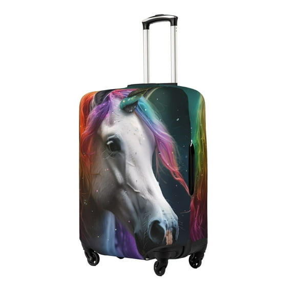 Balery Colorful Haired White Horse Funda de equipaje, fundas para maletas, elástica, lavable, protector de maletas, compatible con maletas de 18 a 32 pulgadas-X-Large
