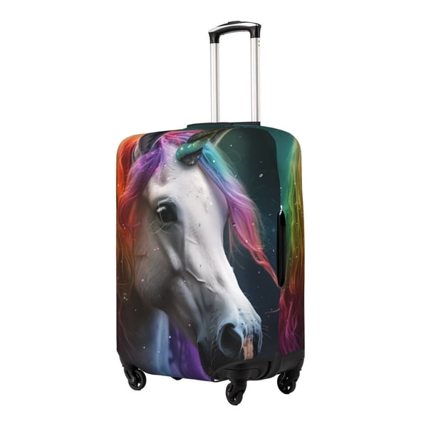 Balery Colorful Haired White Horse Funda de equipaje, fundas para maletas, elástica, lavable, protector de maletas, compatible con maletas de 18 a 32 pulgadas-Small