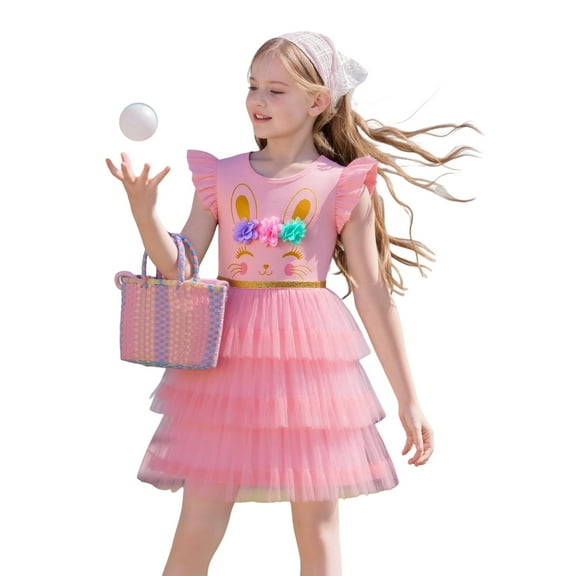 Little Girls Tulle Easter Dresses Bunny Outfits Size 7