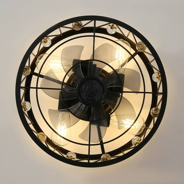 Breezary 16.5-in Black Low Profile Ceiling Fan with Remote Control(7-blade)