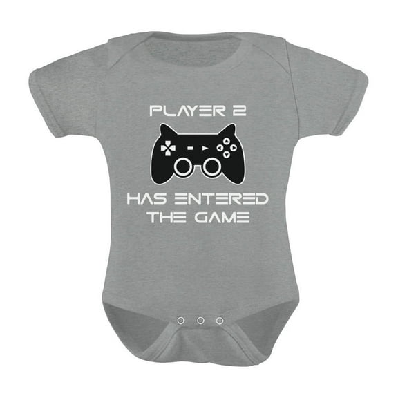 Tstars Boys Unisex Pregnancy Announcement Baby Shower Player 2 Has Entered The Game Second Child Funny Humor Gifts Cute Newborn Party Baby Bodysuit