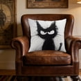 thumbnail image 6 of Cute Cat Pillow Covers, Black Cat Line Art Doodle Cartoon Throw Pillows Cover, Sofa Couch Pillow Cases for Farmhouse Indoor Home Decor (18x18in), 6 of 6