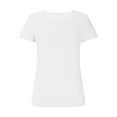 thumbnail image 3 of Puntoco Short Tops Blouses for women Clearance Women's Casual Short Sleeve Solid Ladies Round Neck Top Blouse White XS(XS), 3 of 5