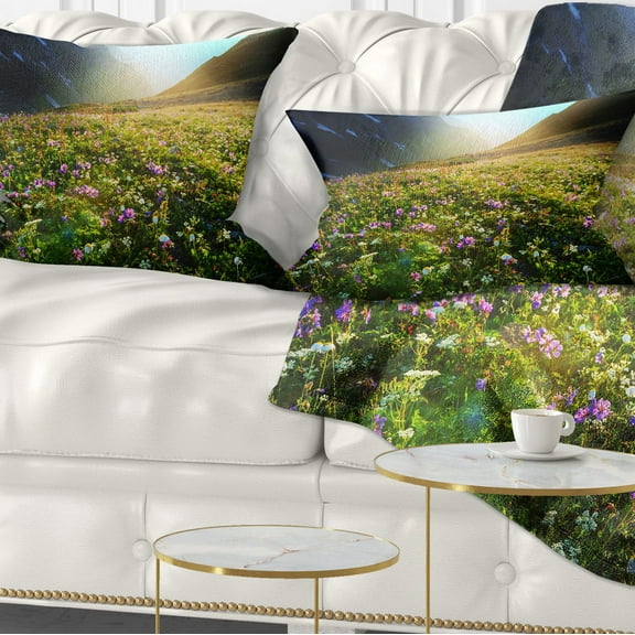 Designart 12" x 20" Green Polyester Throw Pillow