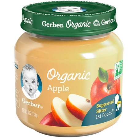 Gerber Organic 1st Foods Apple Baby Food, 4 oz. Glass Jar (Pack of