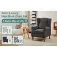 thumbnail image 6 of Lisonu 2-Piece Living Room Set, Upholstered Wingback Armchair (Antique White & Gray) and Solid Wood Coffee Table (Walnut-Tone) for Reading Nook, 6 of 26