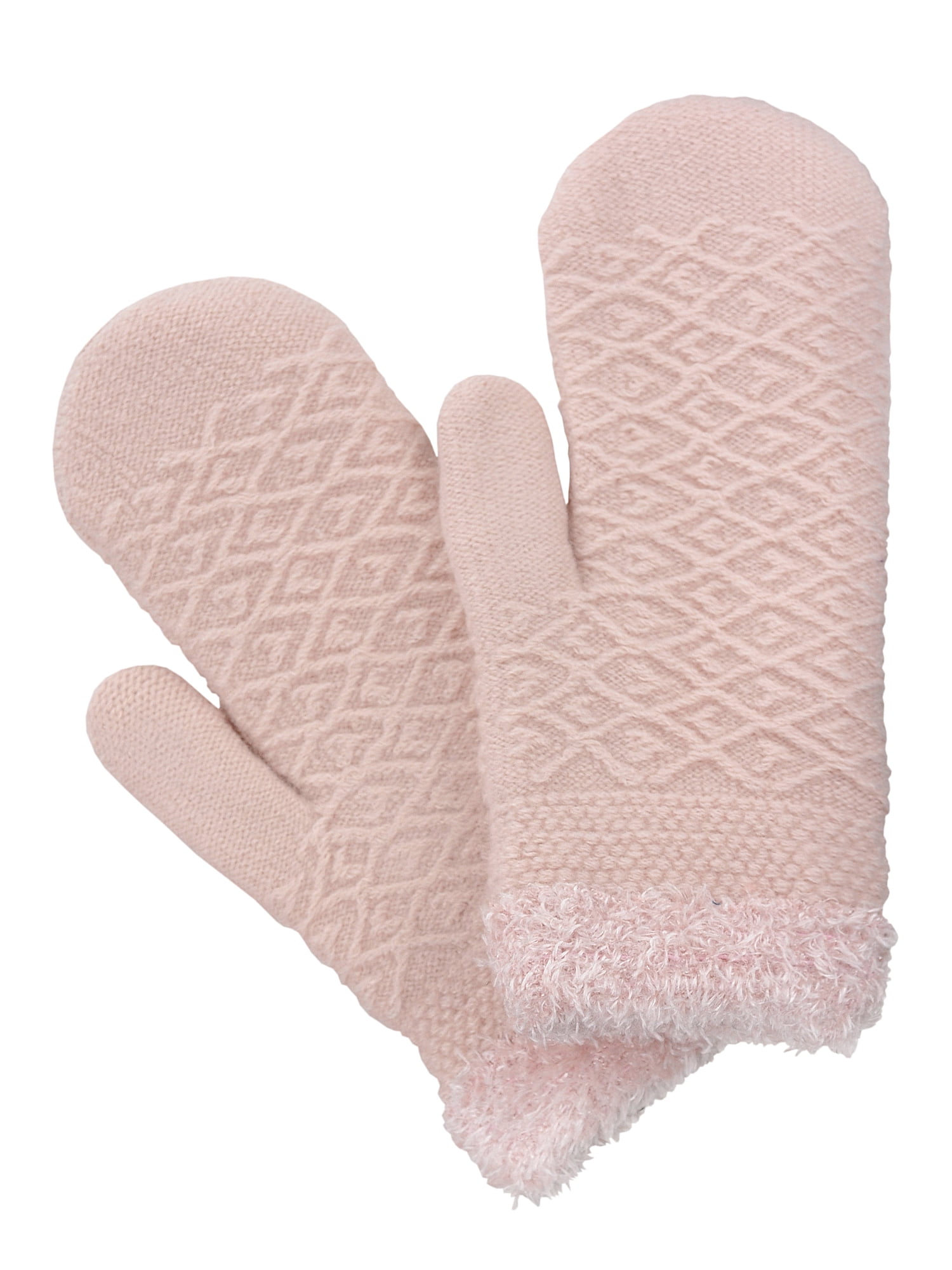 D&Y Women's Winter Warm Knit Plush Lined Stretchy Snug Fit Mittens 