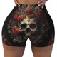 thumbnail image 2 of Balery Classical Rose Crown Skull Pantalones cortos de entrenamiento estampados para mujer, sin costuras, ajustados, para gimnasio, yoga, correr, deportes, ejercicio activo, fitness.-XX-Large, 2 of 8