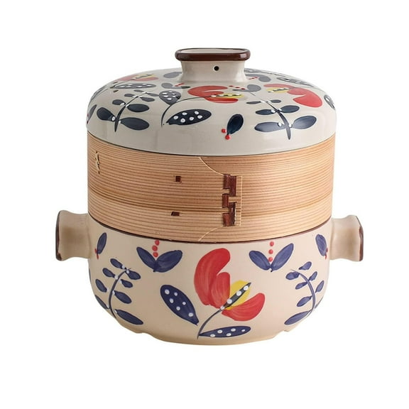 Japanese Casserole Pot With Bamboo Steamer Basket, Soup Stew For Cooking, Clay Pot, Stew Pan, Even Heating Ceramic Casserole Clay Pot