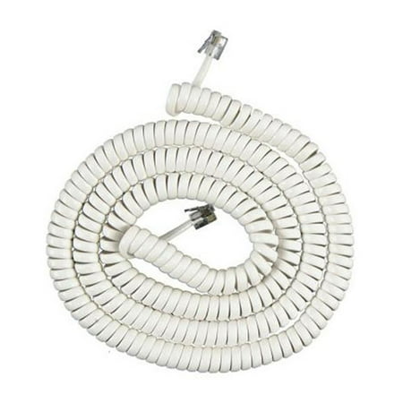 Telephone Card - AT&T 615 Extension Cable w/ 15 Feet Telephone Coil Cord - White