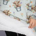 thumbnail image 3 of Oversized Wearable Blanket Hoodie,Blue Highland Cow Bucket Flower Pattern Sherpa Blanket Hoodie with Super Pockets,Super Warm Fuzzy Pullover for Women & Men, 3 of 6