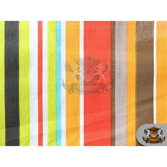 Polycotton Printed Fabric MULTI COLOR STRIPES / 60" Wide / Sold by the yard