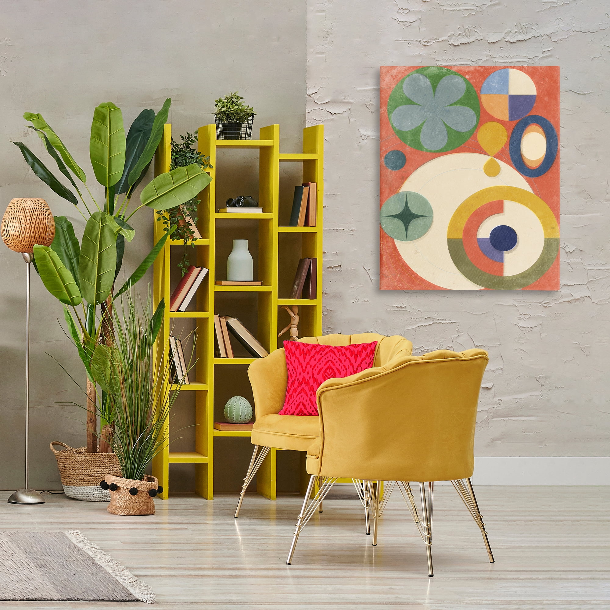 Stupell Industries Retro Overlapping Shapes Abstract Painting Wrapped Canvas Art Print Wall Art, 30 x 40