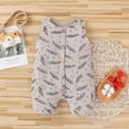 thumbnail image 4 of WEIYLL Boys Rompers Button Outfits Summer Sleeveless Feather Print Henley Grey Baby Overalls for 12-18 Months, 4 of 4
