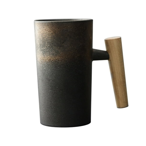 Taza de Café de Cerámica Tazas de Café de Cerámica Hechas a Mano con Manijas de Madera Y Herramientas de Piedra Vintage, con una Capacidad de 201-300Ml, Son una Opción Ideal para Uso Tanto en la Ofici