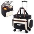 thumbnail image 3 of Fegat Rolling Craft Bag,Rolling Teacher Bag with Insulated Lunch Bag, Large Sewing Machine Tote & Accessory Storage, Detachable Rolling Transport Tote for Crafts, Teaching, Office, Black, 3 of 10