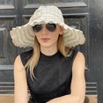thumbnail image 5 of Women's Vintage Foldable Sun Hat Beach Garden Travel UV Protection/Beige, 5 of 6