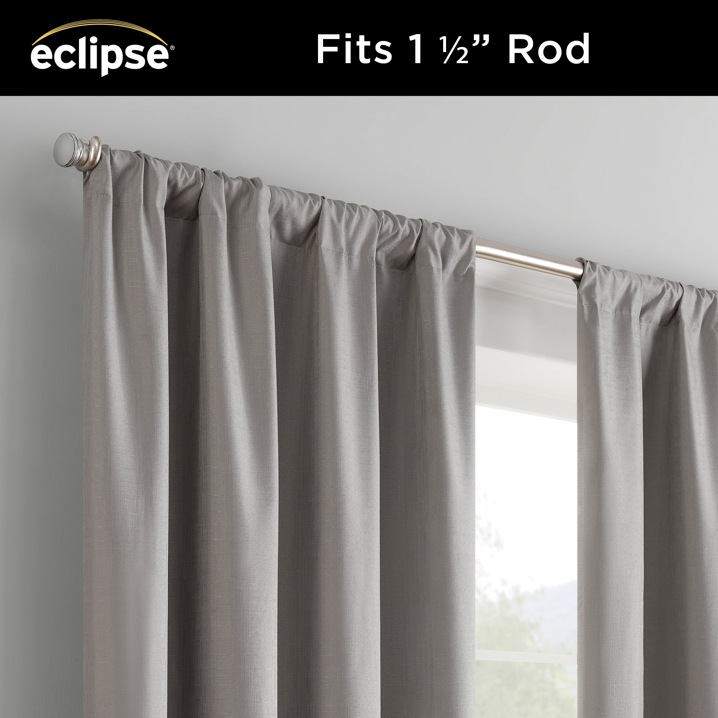Eclipse Kendall Modern Blackout Curtains, 54 In Long x 42 In Wide, Grey, Sold as a Single Curtain Panel