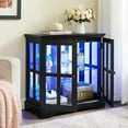 thumbnail image 4 of 32" H LED Accent Cabinet with 7 Color Lights for Collectibles, Modern Storage Cabinet with Tempered Glass Doors, Sideboard Buffet Case with Smartphone-Controlled Lights, 4 of 9