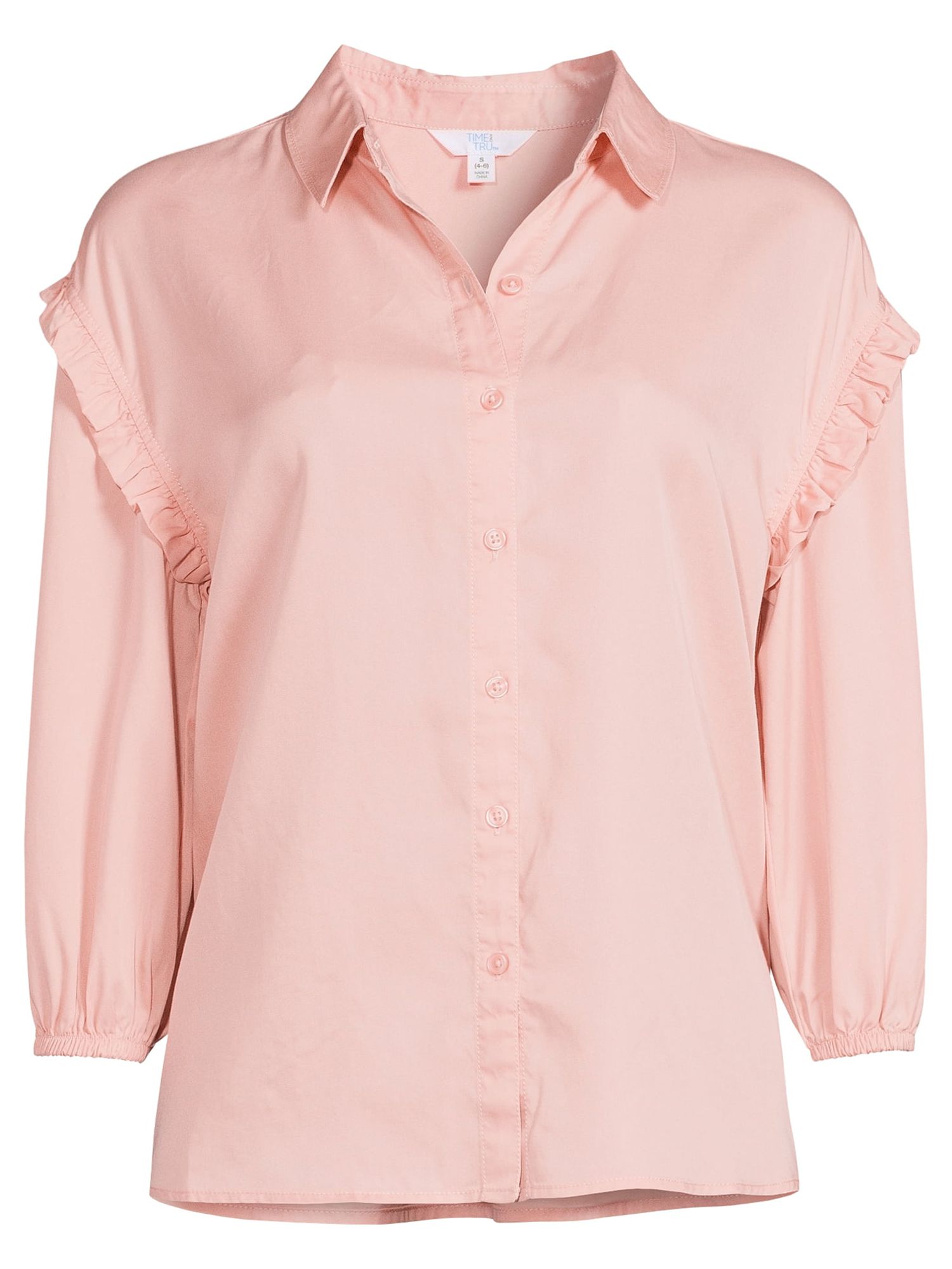 Time and Tru Women's Ruffle Sleeve Button Front Blouse - image 5 of 5