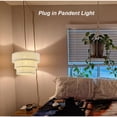 thumbnail image 4 of 3-Tier Drum Linen Plug in Pendant Light with15ft Hemp Rope Cord E26 Dimmer Switch Hanging Lights Fixture Plug in Chandelier for Kitchen Island Dining Room Entryway Hallway-1Pack, 4 of 6