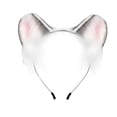 thumbnail image 1 of Diadema con orejas de gatito de peluche para mujer y niña, aro para el pelo con orejas de animal para escenario Gris, 1 of 7