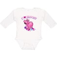 thumbnail image 3 of Inktastic I Love Hippos with Pink Hippo and Flowers Boys or Girls Long Sleeve Baby Bodysuit, 3 of 5