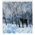 thumbnail image 3 of Ambesonne Animal Shower Curtain, Winter Forest Theme, 69"Wx84"L, Brown White, 3 of 3