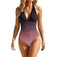 thumbnail image 2 of One Piece Swimsuit for Women Tummy Control Plunge V Neck Bathing Suit Slimming Wide Straps Swimwear, 2 of 7