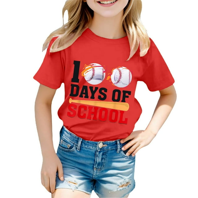 FhsagQ Mode Décontractée Imprimée pour Garçon et Fille, Col Rond, Manches Courtes, T-Shirt Ample, Taille 7/8, Printemps Été, Rouge Pâques 5-6 Ans