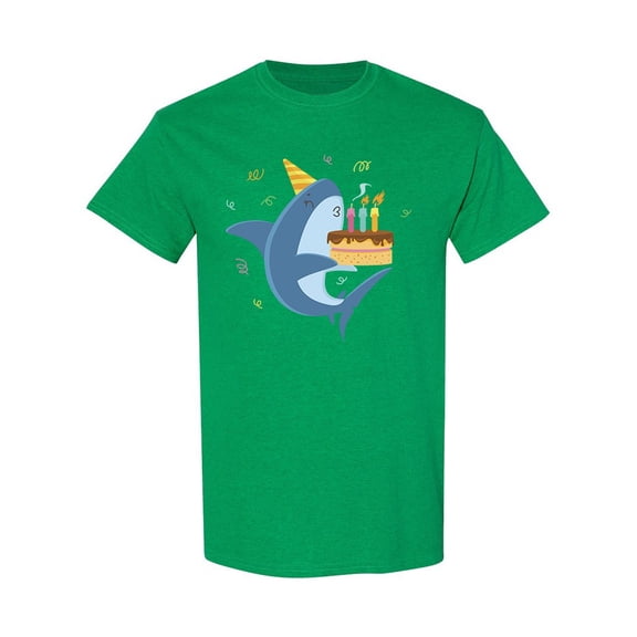 Funny Shark With Birthday Cake T-Shirt Men -Image by Shutterstock, Male Medium
