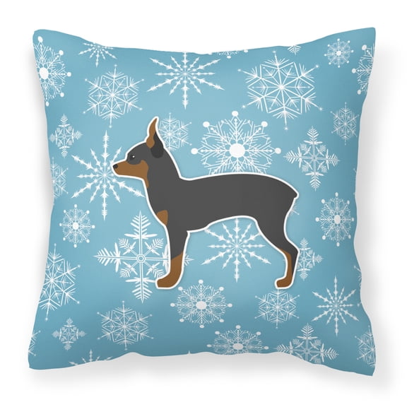 Carolines Treasures BB3487PW1414 Winter Snowflake Toy Fox Terrier Fabric Decorative Pillow