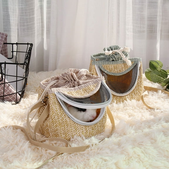 WEUVEB Portable Small Bunny Carrier, Light Coffee Flannel Pet Carrier for , Comfortable and , 1 Set