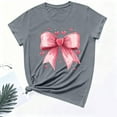 thumbnail image 4 of Wowcloth Woman's Valentine T-Shirt with Bow Print, Round Neck Short Sleeve, Soft Cotton Comfortable Fit for Everyday Wear, 4 of 6