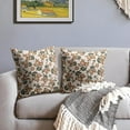 thumbnail image 3 of Orange Olive Green Vintage Floral Pillow Covers 18x18 Set of 2 Fall Flower Print Decorative Throw Pillows Outdoor Rustic Farmhouse Seasonal Pillowcases Cushion Case Decor for Home Sofa Couch Bed, 3 of 13