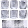 thumbnail image 1 of Napkin Rings Set of 6PCS,Rhinestone Bling Napkin Rings Holder for Wedding Birthday Party， Silver, 1 of 8