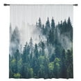 thumbnail image 2 of Green Forest Semi Sheer Curtains Drapes for Living Room, Bedroom, French Doors Window 84 Inches Long, Natural Landscape Modern Abstract Art Rod Pocket Chiffon Curtain Drapery Voile Draperies Panel, 2 of 6
