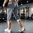 thumbnail image 4 of Sewkxo Men's Capri Pants 3/4 Joggers Gym/Workout/Hiking Below Knee Long Shorts Lightweight Quick Dry Shorts with Zipper Pockets,Gray XS, 4 of 5