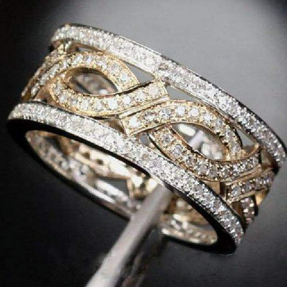 Women's Full of Brick Gold Hollow Ring