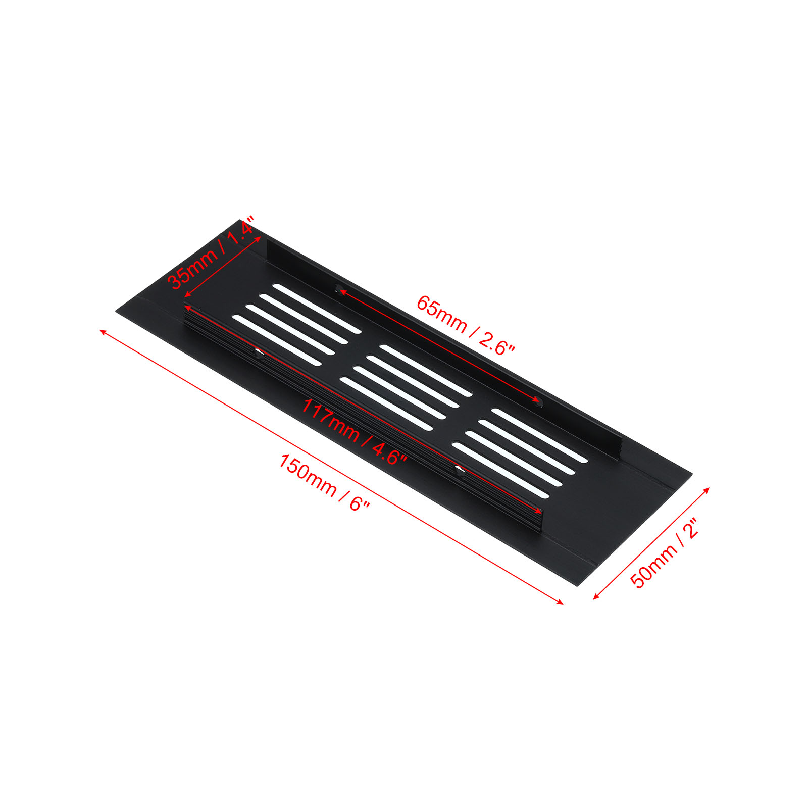 Uxcell 6"x2" Rectangle Air Vent Cover 2pcs Door Grille Ventilation Cover Louvered with Screws for Cabinet Black