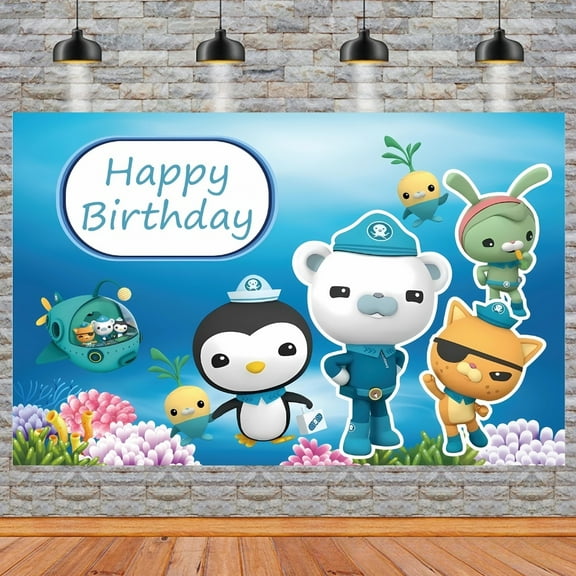 Octonauts Theme Birthday Flag Background Banner Children's Party Decoration supplies Photography Photo Prop ,70.8x43.3inch.